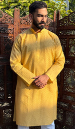 Load image into Gallery viewer, Men&#39;s Lucknowi Handcrafted Cotton Chikankari Kurta - HONC0260652
