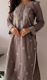 Prisha Women's Lakhnavi Handcrafted Cotton Chikankari Kurti - HONC099999