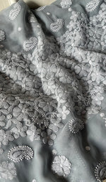 Load image into Gallery viewer, Women&#39;s Lucknowi Handcrafted Faux-Georgette Chikankari Suit Material - HONC0274394

