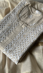 将图像加载到图库查看器中， Women&#39;s Lucknowi Handcrafted Tissue Chanderi Chikankari Kurta And Dupatta Set - HONC0230894
