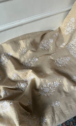 Load image into Gallery viewer, Women's Lakhnavi Handcrafted Tissue Chanderi Unstitched Chikankari Kurta And Dupatta Set - HONC0328101