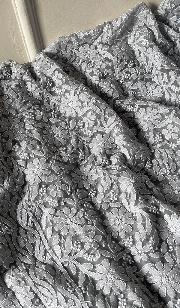 Women's Lucknowi Handcrafted Faux-Georgette Chikankari Suit Material - HONC0263417
