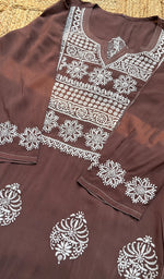 Load image into Gallery viewer, Women&#39;s Lucknowi Handcrafted Modal Cotton Chikankari Kurti - HONC0301055
