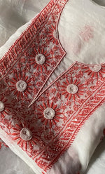 Load image into Gallery viewer, Women&#39;s Lakhnavi Handcrafted Pure Organza Chikankari Unstitched Kurta And Dupatta Set- HONC0288317
