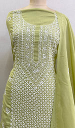 Load image into Gallery viewer, Chavi Women&#39;s Lakhnavi Handcrafted Cotton Chikankari Kurta And Dupatta Set- HONC0198622
