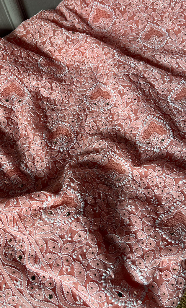 Women's Lakhnavi Handcrafted Unstitched Cotton Chikankari Suit Material - HONC0263373