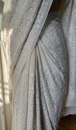 Load image into Gallery viewer, Women&#39;s Lakhnavi Handcrafted Pure Silk Georgette Chikankari - HONC0232425
