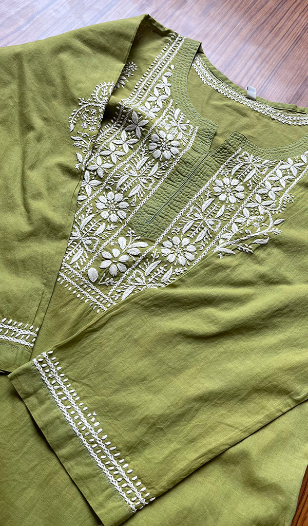 Women's Lucknowi Handcrafted Cotton Chikankari Kurti - HONC0301047