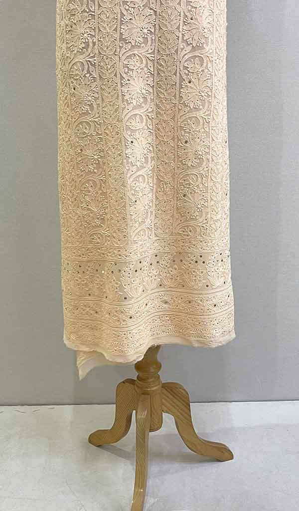 Women's Lakhnavi Handcrafted Viscose Georgette Chikankari Unstitched Kurti Fabric - HONC0206912