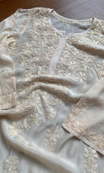 Load image into Gallery viewer, Women&#39;s Lucknowi Handcrafted Muslin  Chikankari Kurti - HONC0293322

