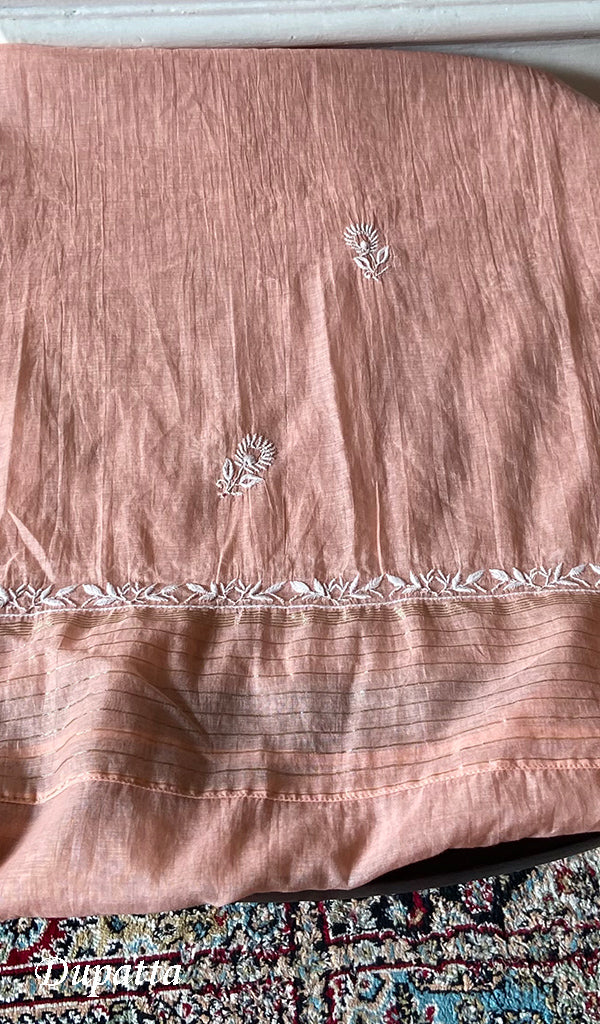 Women's Lakhnavi Handcrafted Mul Chanderi UnStitched Kurta And Dupatta Set - HONC0374163