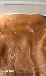 将图像加载到图库查看器中， Women's Lakhnavi Handcrafted Pure Organza Chikankari Unstitched Kurta And Dupatta Set- HONC0307946