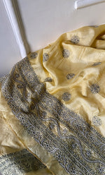 Load image into Gallery viewer, Women's Lakhnavi Handcrafted Tussar Silk Chikankari Kurta And Dupatta Set - HONC0314560
