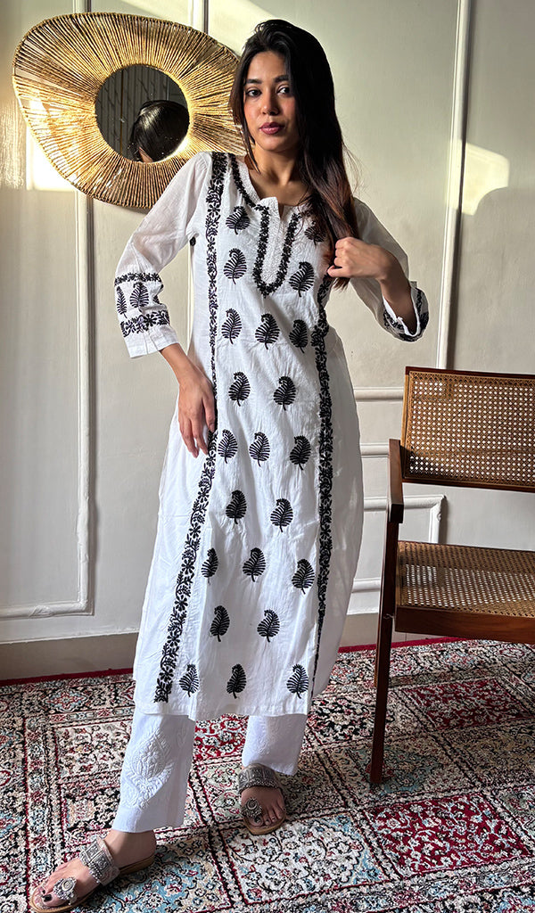 Pakeezah Women's Lucknowi Handcrafted Cotton Chikankari Kurti - HONC0171316