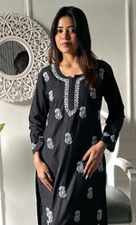 Load image into Gallery viewer, Women&#39;s Lucknowi Handcrafted Cotton Chikankari Kurti - HONC0330776
