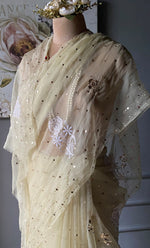 Load image into Gallery viewer, Women&#39;s Lucknowi Handcrafted Pure Organza Silk Chikankari Saree - HONC0271152
