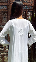 Load image into Gallery viewer, Women&#39;s Lucknowi Handcrafted Muslin Chikankari Kurti - HONC0202141
