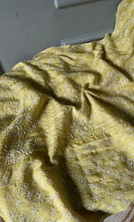将图像加载到图库查看器中， Women&#39;s Lakhnavi Handcrafted Munga Silk Semi - Stitched Chikankari Kurta And Dupatta Set- HONC0270994
