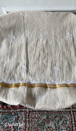 Load image into Gallery viewer, Women's Lakhnavi Handcrafted Tissue Chanderi Unstitched Chikankari Kurta And Dupatta Set - HONC0366814