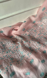 Load image into Gallery viewer, Mainaaj Women's Lakhnavi Handcrafted Pure Organza Chikankari Unstitched Kurta And Dupatta Set- HONC0330937