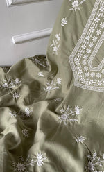 Load image into Gallery viewer, Women&#39;s Lakhnavi Handcrafted Unstitched Cotton Chikankari Suit Material - HONC0317004
