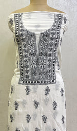 Load image into Gallery viewer, Women&#39;s Lucknowi Handcrafted Mul Cotton Chikankari Unstitched Kurti Fabric - HONC0151879
