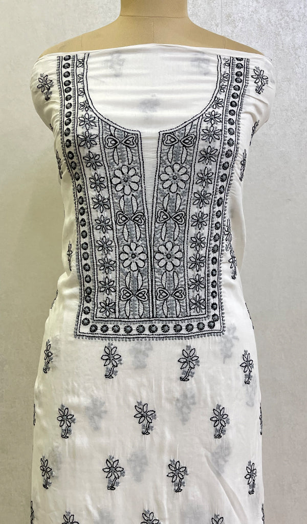 Women's Lucknowi Handcrafted Mul Cotton Chikankari Unstitched Kurti Fabric - HONC0151879