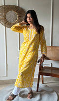 Shagufta Women's Lakhnavi Handcrafted Cotton Chikankari Kurti- HONC0350562