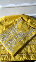 Load image into Gallery viewer, Women's Lakhnavi Handcrafted Tissue Chanderi Semi-Stitched Kurta And Dupatta Set - HONC0299537