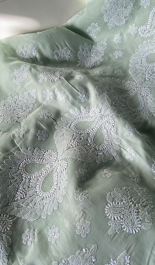 Women's Lakhnavi Handcrafted Unstitched Cotton Chikankari Suit Material - HONC0291825