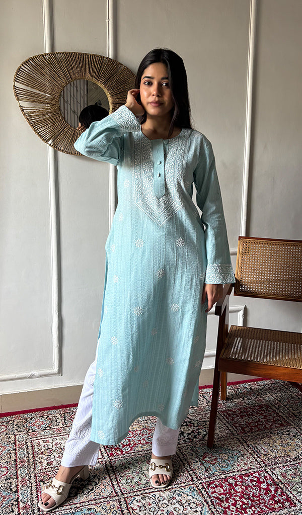 Prisha Women's Lakhnavi Handcrafted Cotton Chikankari Kurti - HONC03352330
