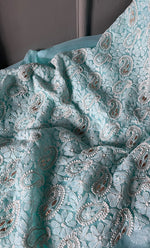 将图像加载到图库查看器中， Women&#39;s Lakhnavi Handcrafted Unstitched Faux-Georgette Chikankari Suit Material - HONC0291830
