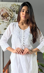 将图像加载到图库查看器中， Women&#39;s Lucknowi Handcrafted Cotton Chikankari Kurti - HONC0270124
