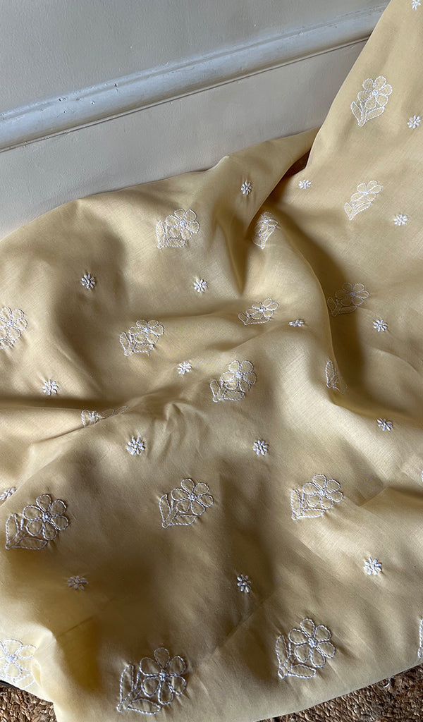 Farah Women's Lakhnavi Handcrafted Unstitched Cotton Chikankari Suit Material - HONC0298923