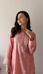 Load image into Gallery viewer, Prisha Women's Lakhnavi Handcrafted Cotton Chikankari Kurti - HONC0341089