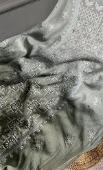 将图像加载到图库查看器中， Women&#39;s Lakhnavi Handcrafted Mul Chanderi Semi - Stitched Kurta And Dupatta Set - HONC0284748
