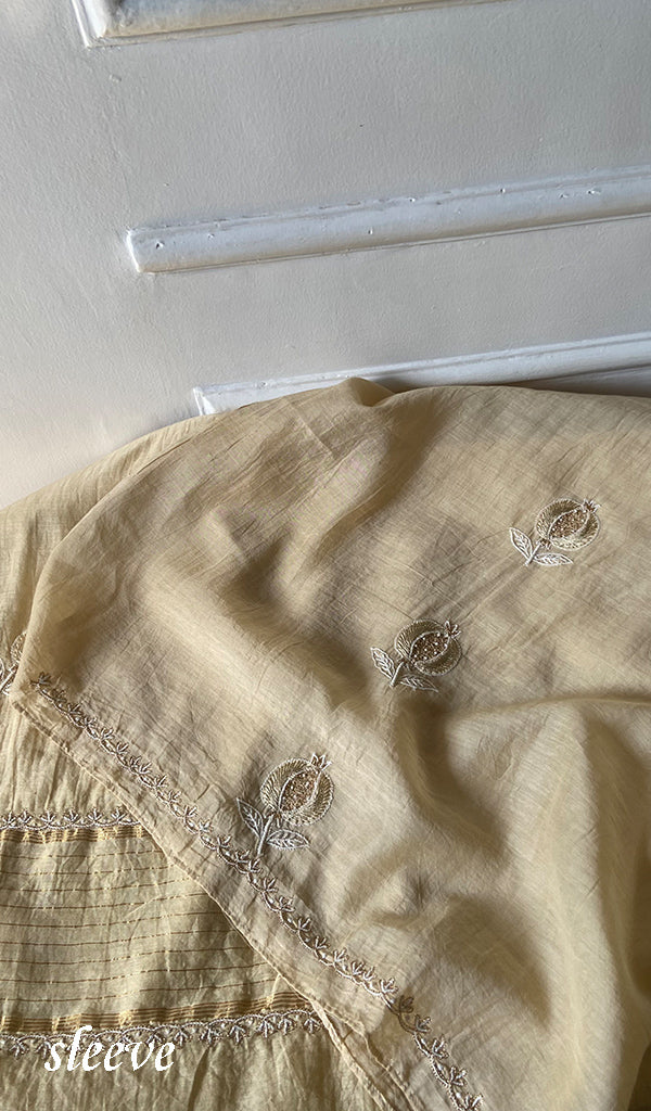 Mahira Women's Lakhnavi Handcrafted Mul Chanderi Unstitched Chikankari Full Suit - HONC0355240