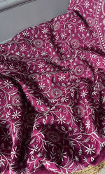 Load image into Gallery viewer, Women&#39;s Lakhnavi Handcrafted Munga Silk Chikankari Kurta And Dupatta Set- HONC0264872

