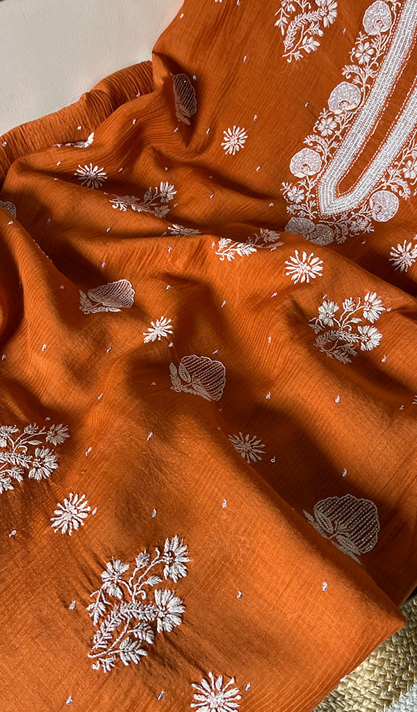 Women's Lakhnavi Handcrafted Maheshwari Mul Chanderi Kurta And Dupatta Set- HONC0282263