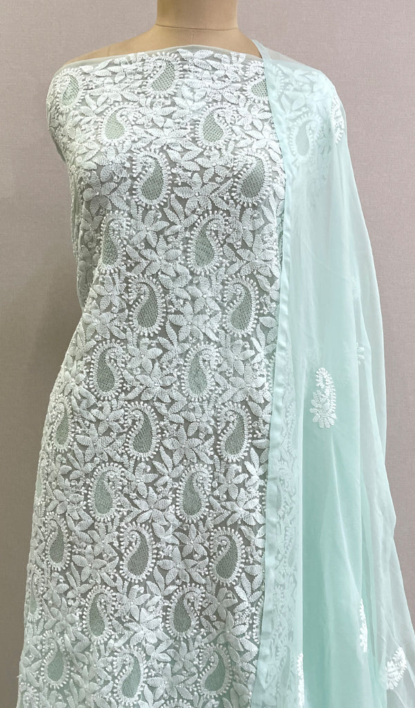 Women's Lucknowi Handcrafted Faux-Georgette Chikankari Suit Material - HONC0194833