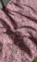 将图像加载到图库查看器中， Women&#39;s Lakhnavi Handcrafted Unstitched Faux-Georgette Chikankari Suit Material - HONC0263369
