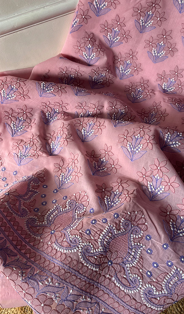 Women's Lakhnavi Handcrafted Cotton Chikankari Suit Material - HONC0291793