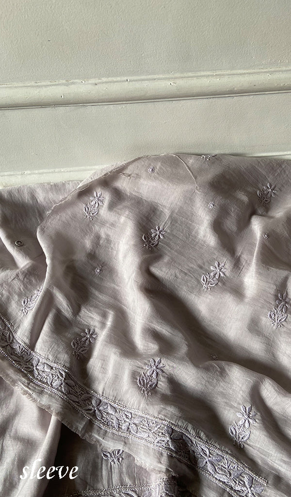 Women's Lakhnavi Handcrafted Muslin Unstitched Chikankari Full Suit - HONC0344385