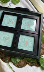 Load image into Gallery viewer, Handcrafted Chikankari Embroidered Wooden Coaster Set – (Set of 4) - HONC0237749
