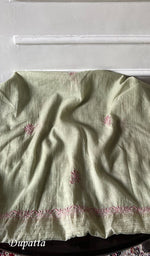 Load image into Gallery viewer, Women's Lakhnavi Handcrafted Mul Chanderi Unstitched Chikankari Full Suit - HONC0284754