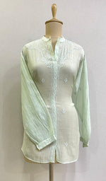 将图像加载到图库查看器中， Women&#39;s Lakhnavi Handcrafted Semi Stitched Mul chanderi Chikankari Top -HONC0166783
