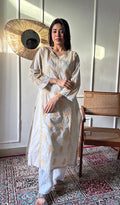 Pakeezah Women's Lucknowi Handcrafted Cotton Chikankari Kurti - HONC0171271