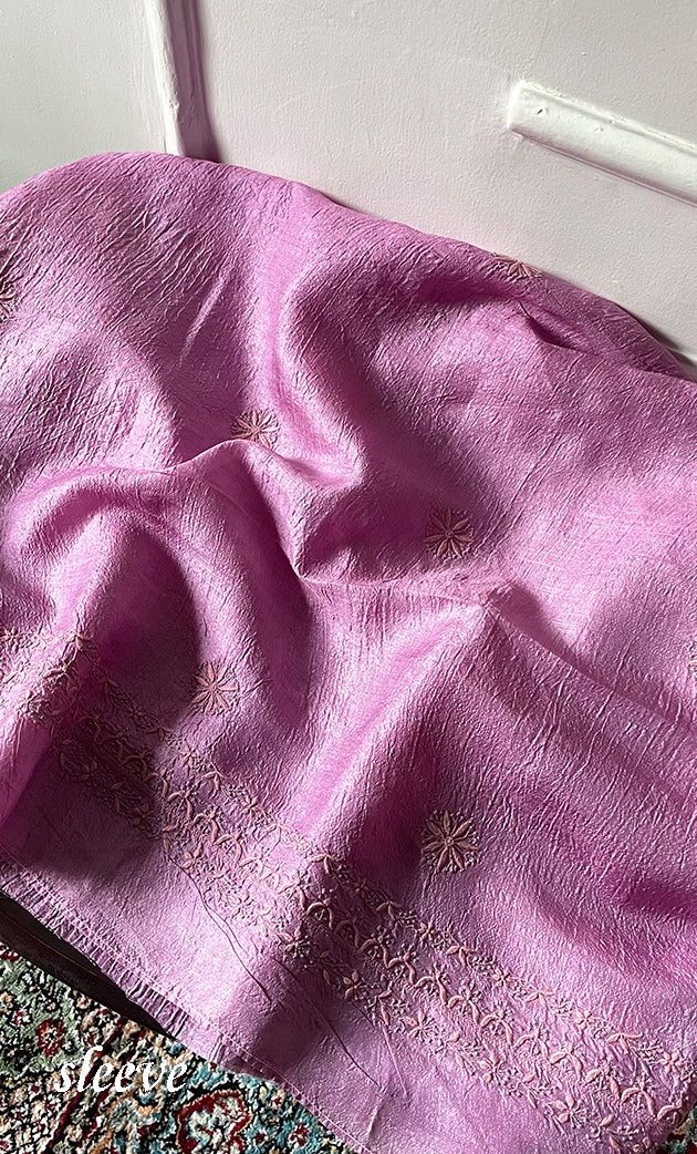 Women's Lakhnavi Handcrafted Tussar Silk Chikankari Kurta And Dupatta Set - HONC0307385