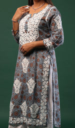 将图像加载到图库查看器中， Women&#39;s Lucknowi Handcrafted Mul Cotton Chikankari Kurti - HONC0120031