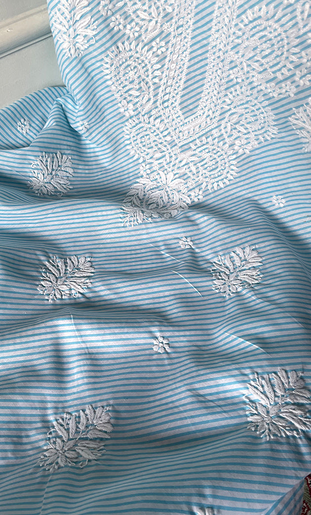 Women's Lakhnavi Handcrafted Cotton Chikankari Unstitched Kurti Fabric - HONC0326388